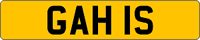 Private number plate: GAH IS